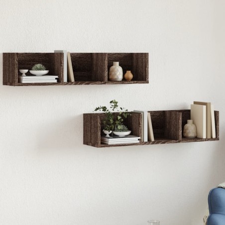 vidaXL Muebles de pared 2 unidades madera de ingeniería marrón roble