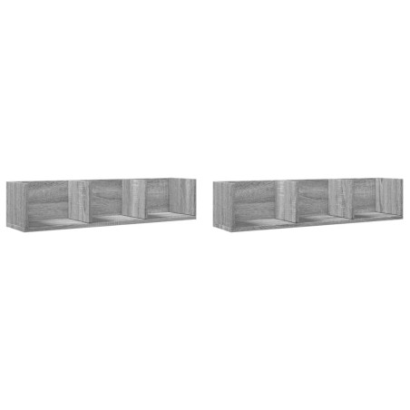vidaXL Muebles pared 2 uds madera ingeniería gris Sonoma 75x18x16,5 cm