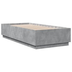 vidaXL Estructura de cama madera de ingeniería gris hormigón 90x200cm