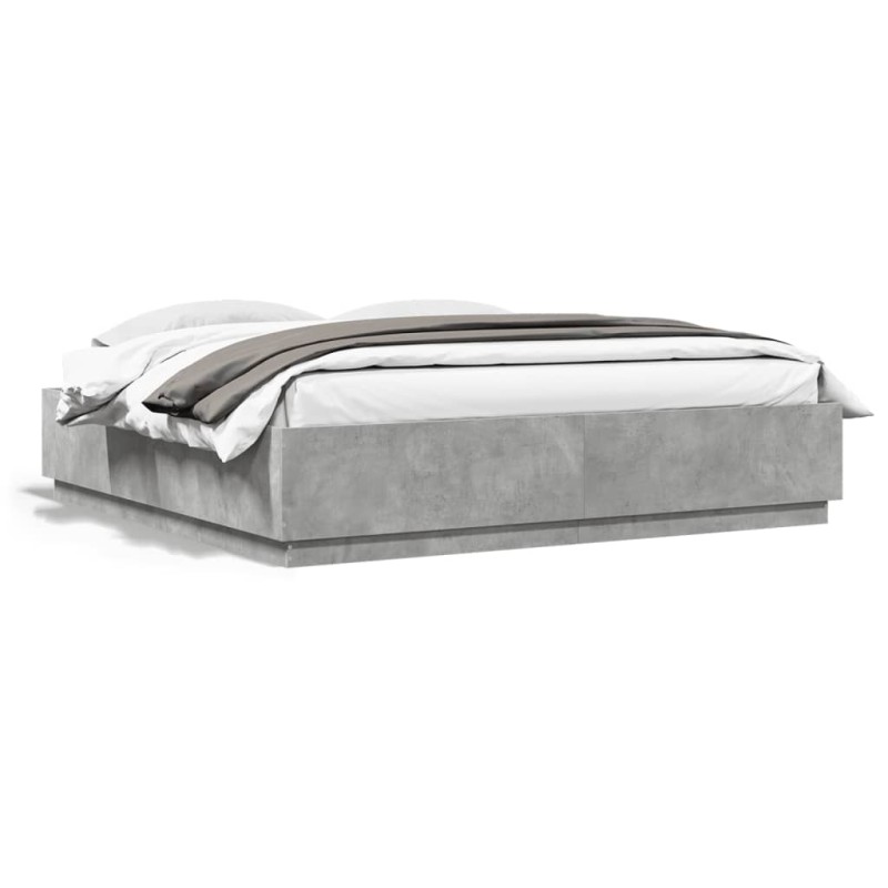vidaXL Estructura de cama madera de ingeniería gris hormigón 200x200cm vidaXL Estructura de cama madera de ingeniería gris hormigón 200x200cm