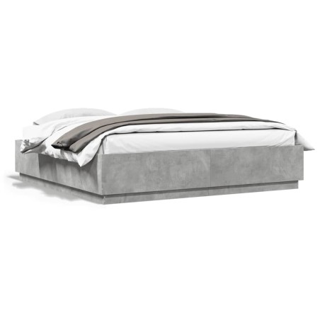vidaXL Estructura de cama madera de ingeniería gris hormigón 200x200cm