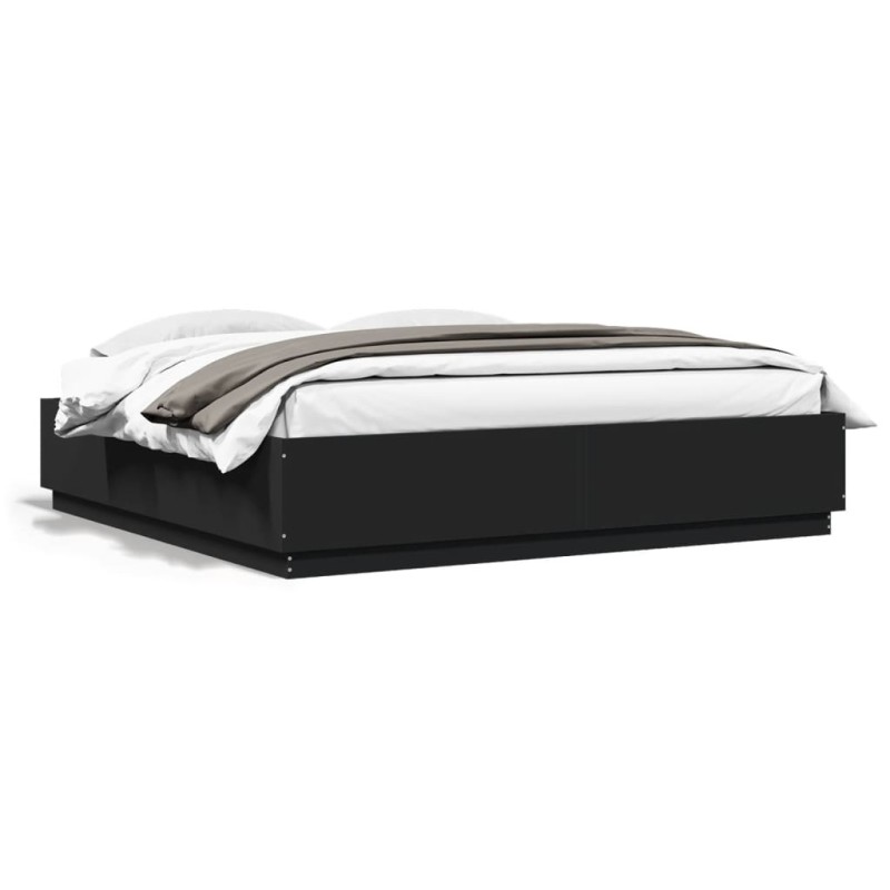 vidaXL Estructura de cama madera de ingeniería negra 200x200 cm vidaXL Estructura de cama madera de ingeniería negra 200x200 cm