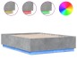 vidaXL Estructura cama con luces LED madera gris hormigón 135x190 cm