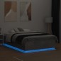 vidaXL Estructura cama con luces LED madera gris hormigón 135x190 cm