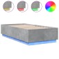 vidaXL Estructura cama con luces LED madera gris hormigón 90x190 cm
