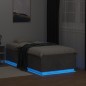 vidaXL Estructura cama con luces LED madera gris hormigón 90x190 cm