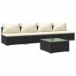 vidaXL Set de sofás de jardín 5 piezas y cojines ratán sintético negro vidaXL Set de sofás de jardín 5 piezas y cojines ratán sintético negro