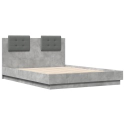 vidaXL Cama con cabecero madera de ingeniería gris hormigón 140x190 cm