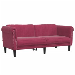 vidaXL Sofá de 2 plazas terciopelo rojo tinto