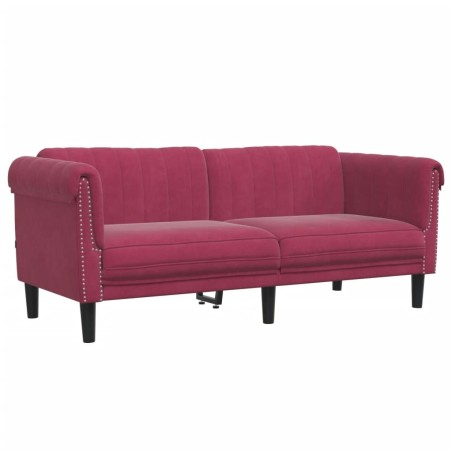 vidaXL Sofá de 2 plazas terciopelo rojo tinto