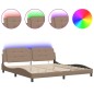 vidaXL Estructura de cama con LED cuero sintético capuchino 200x200 cm vidaXL Estructura de cama con LED cuero sintético capuchino 200x200 cm