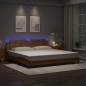 vidaXL Estructura de cama con LED cuero sintético capuchino 200x200 cm vidaXL Estructura de cama con LED cuero sintético capuchino 200x200 cm
