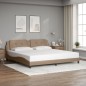 vidaXL Estructura de cama con LED cuero sintético capuchino 200x200 cm vidaXL Estructura de cama con LED cuero sintético capuchino 200x200 cm
