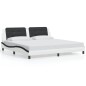 vidaXL Estructura cama con LED cuero sintético blanco negro 200x200 cm