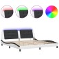 vidaXL Estructura cama con LED cuero sintético blanco negro 200x200 cm