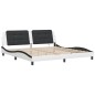 vidaXL Estructura cama con LED cuero sintético blanco negro 200x200 cm