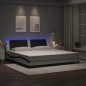 vidaXL Estructura cama con LED cuero sintético blanco negro 200x200 cm