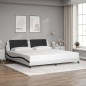 vidaXL Estructura cama con LED cuero sintético blanco negro 200x200 cm