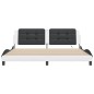 vidaXL Estructura cama con LED cuero sintético blanco negro 200x200 cm