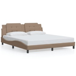 vidaXL Estructura de cama con luz LED cuero PE capuchino 180x200 cm