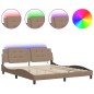 vidaXL Estructura de cama con luz LED cuero PE capuchino 180x200 cm vidaXL Estructura de cama con luz LED cuero PE capuchino 180x200 cm
