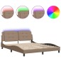 vidaXL Estructura de cama con luces LED cuero PE capuchino 160x200 cm vidaXL Estructura de cama con luces LED cuero PE capuchino 160x200 cm