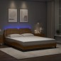 vidaXL Estructura de cama con luces LED cuero PE capuchino 160x200 cm vidaXL Estructura de cama con luces LED cuero PE capuchino 160x200 cm