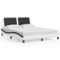 vidaXL Estructura de cama con luz LED cuero PE blanco negro 160x200 cm vidaXL Estructura de cama con luz LED cuero PE blanco negro 160x200 cm