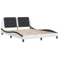 vidaXL Estructura de cama con luz LED cuero PE blanco negro 160x200 cm vidaXL Estructura de cama con luz LED cuero PE blanco negro 160x200 cm