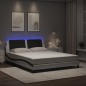 vidaXL Estructura de cama con luz LED cuero PE blanco negro 160x200 cm vidaXL Estructura de cama con luz LED cuero PE blanco negro 160x200 cm