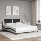 vidaXL Estructura de cama con luz LED cuero PE blanco negro 160x200 cm vidaXL Estructura de cama con luz LED cuero PE blanco negro 160x200 cm