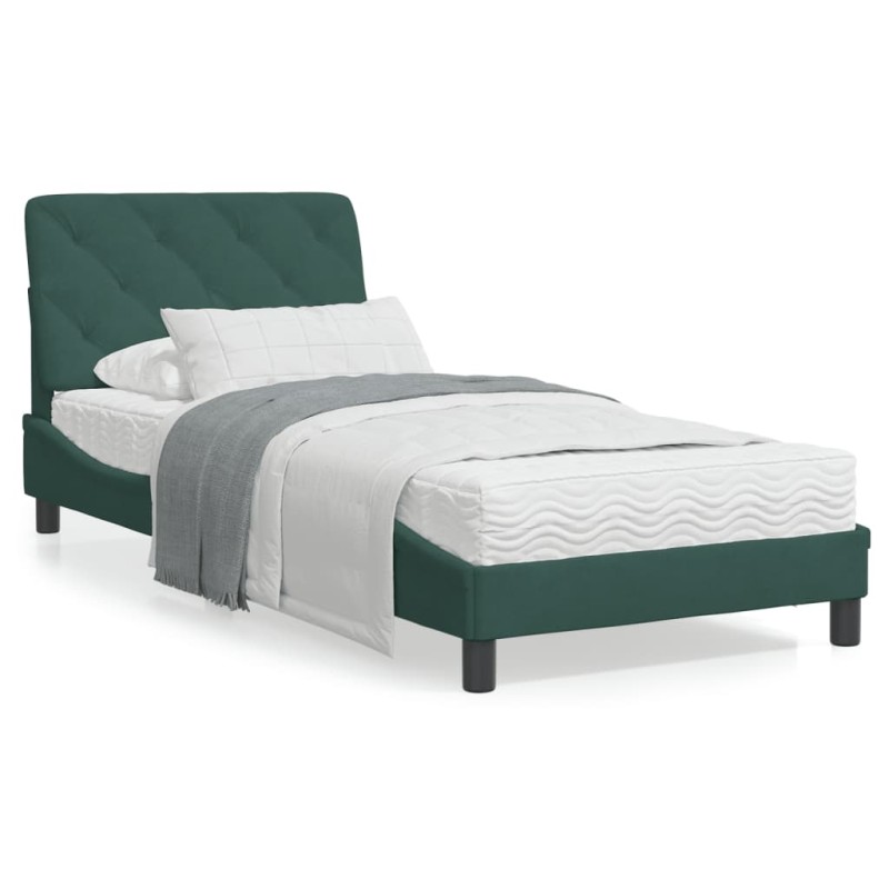 vidaXL Estructura cama con cabecero terciopelo verde oscuro 80x200 cm vidaXL Estructura cama con cabecero terciopelo verde oscuro 80x200 cm
