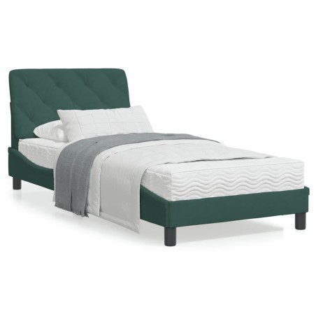 vidaXL Estructura cama con cabecero terciopelo verde oscuro 80x200 cm