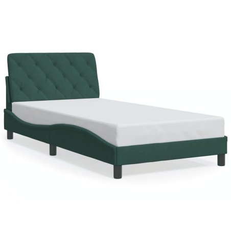 vidaXL Estructura cama con cabecero terciopelo verde oscuro 100x200 cm