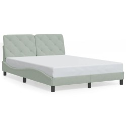 vidaXL Estructura de cama con cabecero terciopelo gris claro 140x190cm