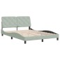 vidaXL Estructura de cama con cabecero terciopelo gris claro 140x190cm vidaXL Estructura de cama con cabecero terciopelo gris claro 140x190cm