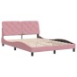 vidaXL Estructura de cama con cabecero de terciopelo rosa 140x190 cm vidaXL Estructura de cama con cabecero de terciopelo rosa 140x190 cm