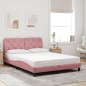 vidaXL Estructura de cama con cabecero de terciopelo rosa 140x190 cm vidaXL Estructura de cama con cabecero de terciopelo rosa 140x190 cm