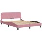 vidaXL Estructura de cama con cabecero de terciopelo rosa 140x190 cm vidaXL Estructura de cama con cabecero de terciopelo rosa 140x190 cm