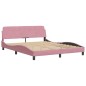 vidaXL Estructura de cama con cabecero de terciopelo rosa 160x200 cm vidaXL Estructura de cama con cabecero de terciopelo rosa 160x200 cm