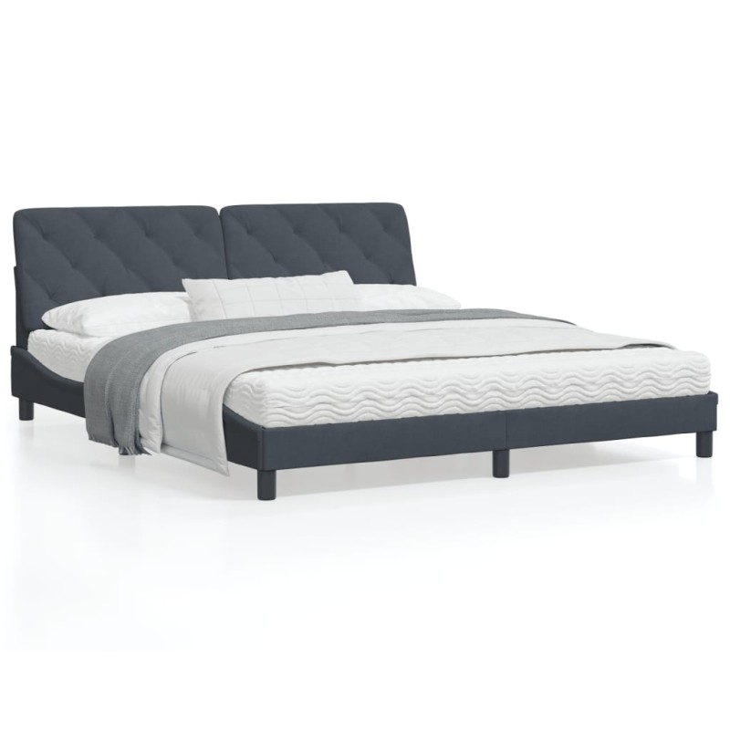 vidaXL Estructura cama con cabecero terciopelo gris oscuro 180x200 cm vidaXL Estructura cama con cabecero terciopelo gris oscuro 180x200 cm