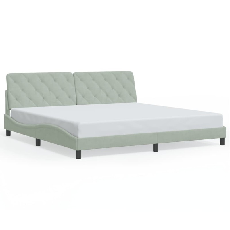 vidaXL Estructura de cama con cabecero terciopelo gris claro 200x200cm vidaXL Estructura de cama con cabecero terciopelo gris claro 200x200cm