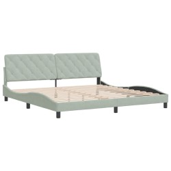 vidaXL Estructura de cama con cabecero terciopelo gris claro 200x200cm