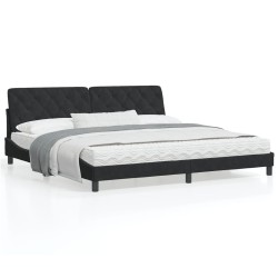 vidaXL Estructura de cama con cabecero de terciopelo negro 200x200 cm
