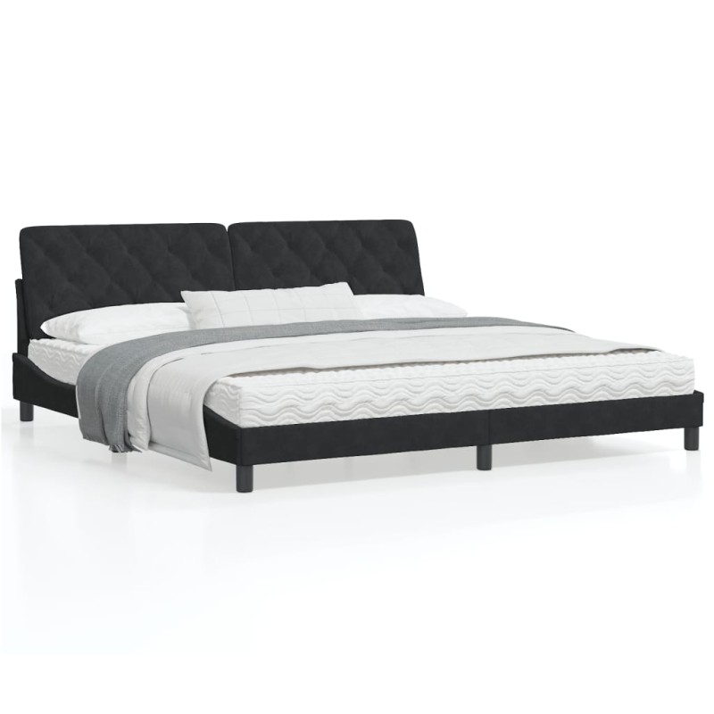 vidaXL Estructura de cama con cabecero de terciopelo negro 200x200 cm