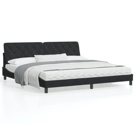 vidaXL Estructura de cama con cabecero de terciopelo negro 200x200 cm