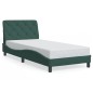 vidaXL Estructura cama con luces LED terciopelo verde oscuro 90x200 cm