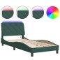 vidaXL Estructura cama con luces LED terciopelo verde oscuro 90x200 cm