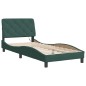 vidaXL Estructura cama con luces LED terciopelo verde oscuro 90x200 cm