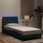 vidaXL Estructura cama con luces LED terciopelo verde oscuro 90x200 cm